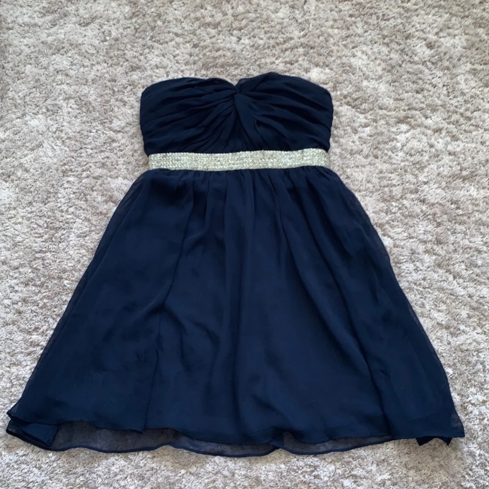 Formal Navy Blue Embellished Dress